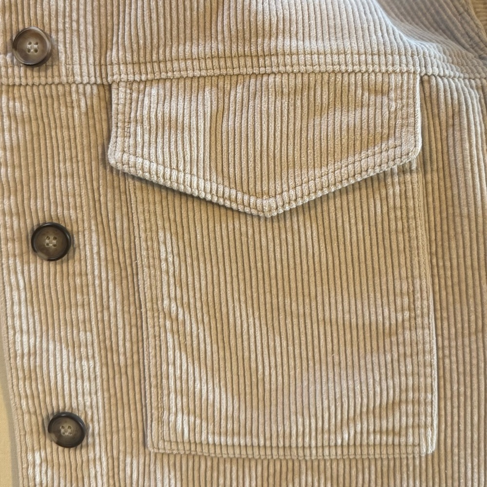 Ghanda Women's Tan Cropped Neutral Corduroy Jacket EUC - Sz S - Picture 7 of 8